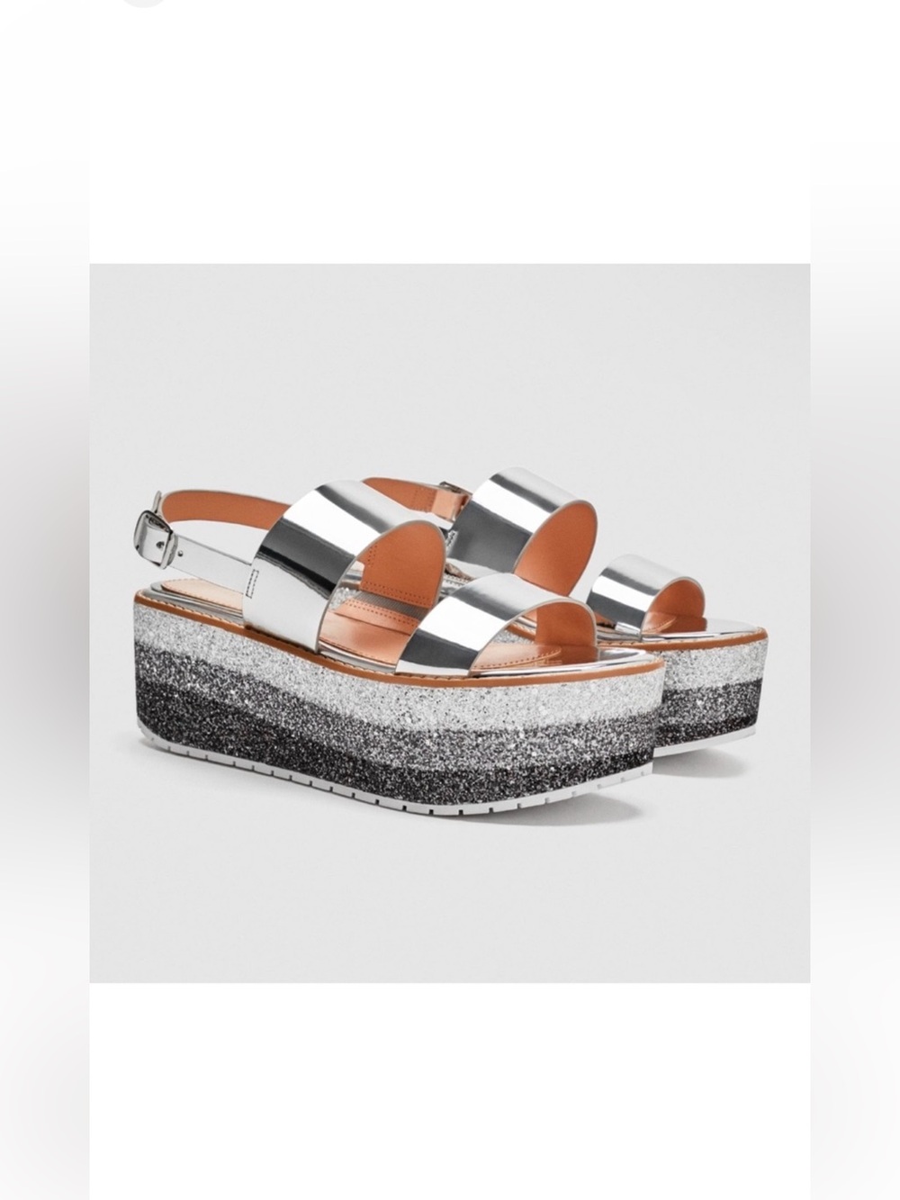 ZARA METALLIC FLATFORM SANDALS